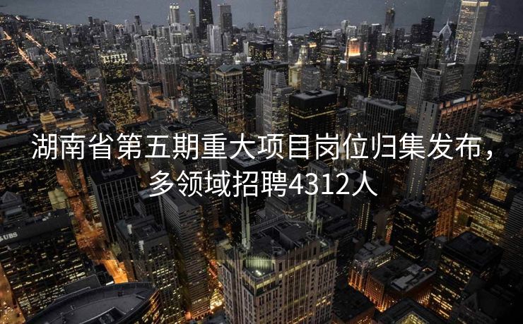 湖南省第五期重大项目岗位归集发布，多领域招聘4312人