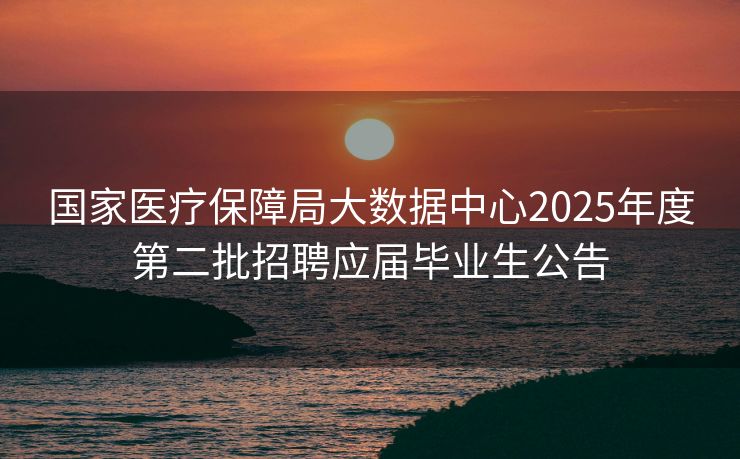 国家医疗保障局大数据中心2025年度第二批招聘应届毕业生公告
