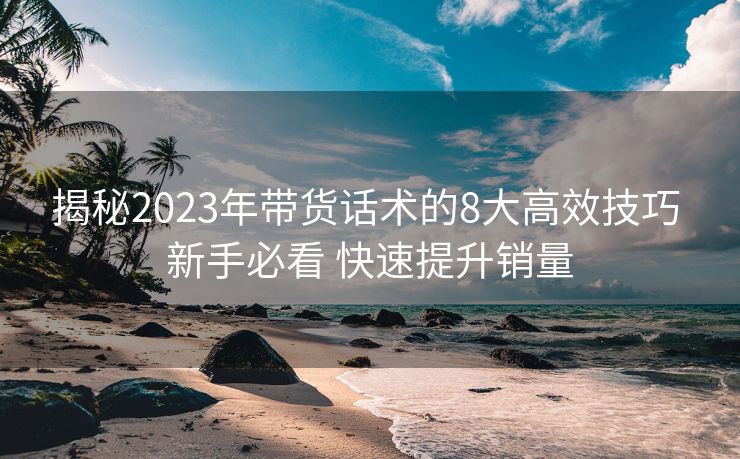 揭秘2023年带货话术的8大高效技巧 新手必看 快速提升销量