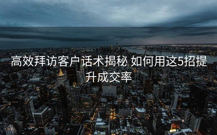 高效拜访客户话术揭秘 如何用这5招提升成交率 高效拜访客户话术揭秘 如何用这5招提升成交率