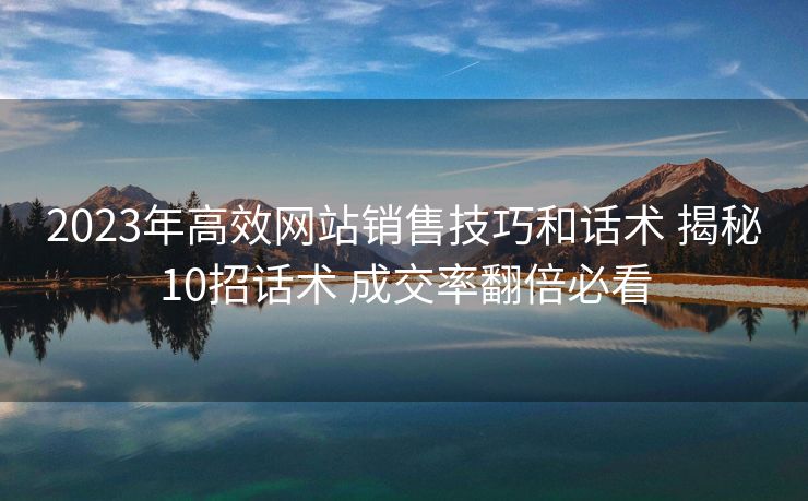 2023年高效网站销售技巧和话术 揭秘10招话术 成交率翻倍必看