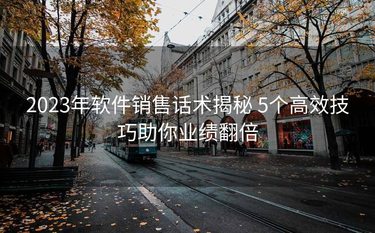 2023年软件销售话术揭秘 5个高效技巧助你业绩翻倍