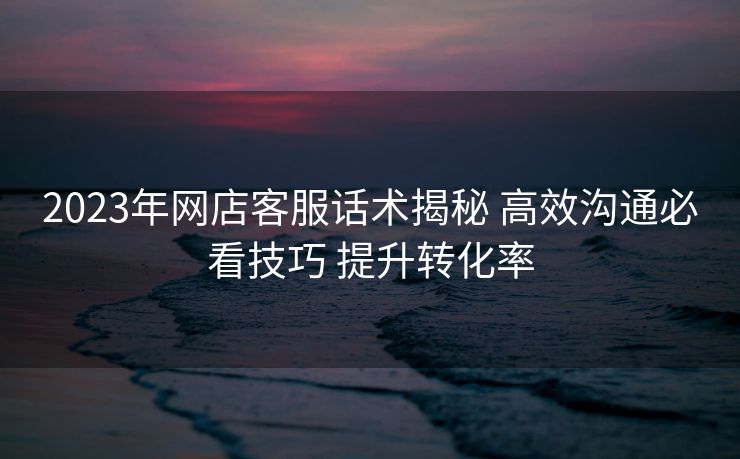 2023年网店客服话术揭秘 高效沟通必看技巧 提升转化率