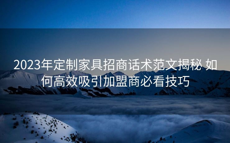 2023年定制家具招商话术范文揭秘 如何高效吸引加盟商必看技巧