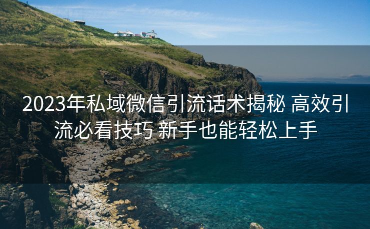 2023年私域微信引流话术揭秘 高效引流必看技巧 新手也能轻松上手