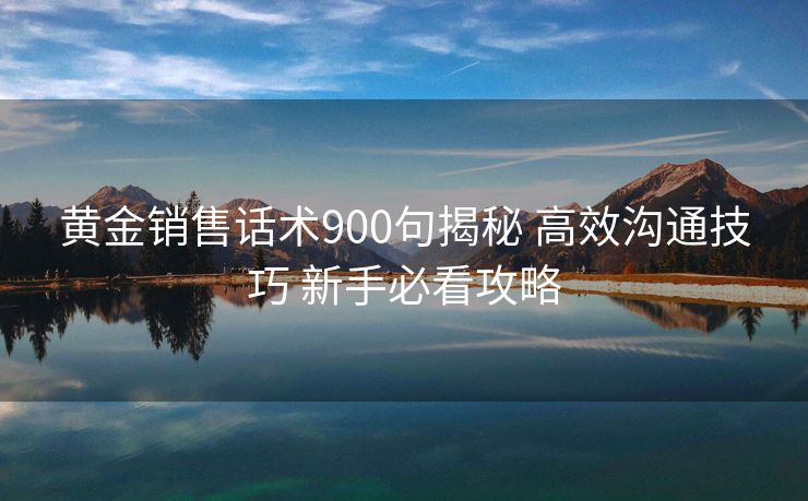 黄金销售话术900句揭秘 高效沟通技巧 新手必看攻略 黄金销售话术900句揭秘 高效沟通技巧 新手必看攻略