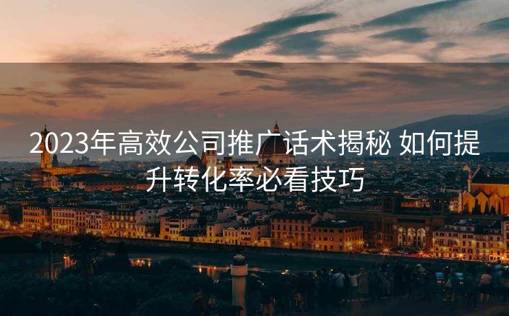 2023年高效公司推广话术揭秘 如何提升转化率必看技巧