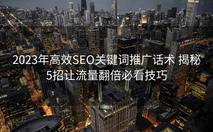 2023年高效SEO关键词推广话术 揭秘5招让流量翻倍必看技巧
