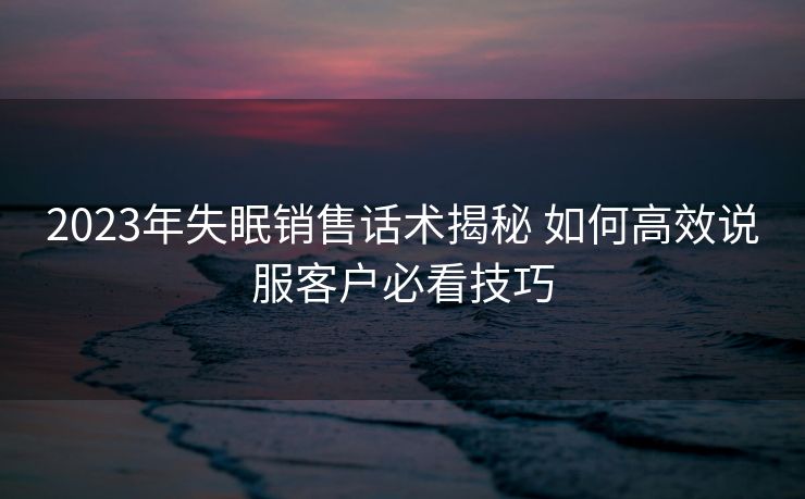 2023年失眠销售话术揭秘 如何高效说服客户必看技巧