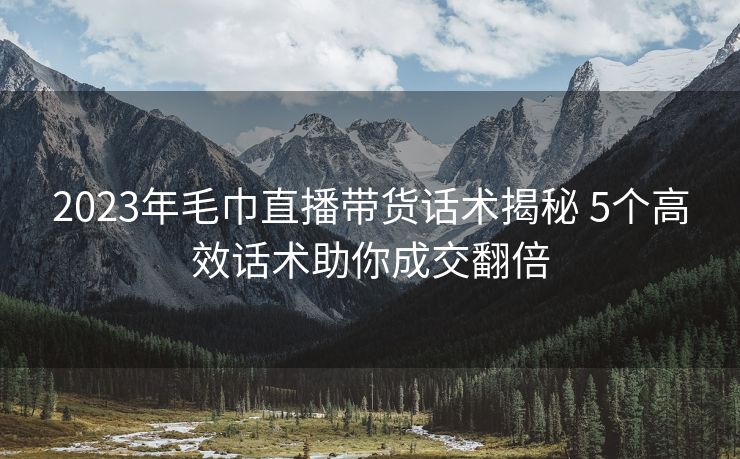 2023年毛巾直播带货话术揭秘 5个高效话术助你成交翻倍 2023年毛巾直播带货话术揭秘 5个高效话术助你成交翻倍