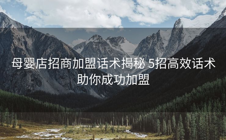 母婴店招商加盟话术揭秘 5招高效话术助你成功加盟 母婴店招商加盟话术揭秘 5招高效话术助你成功加盟