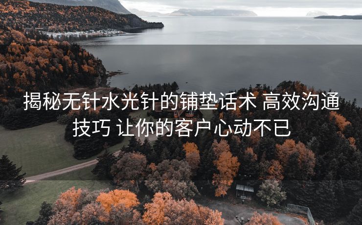 揭秘无针水光针的铺垫话术 高效沟通技巧 让你的客户心动不已