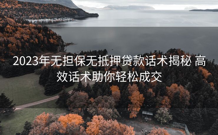 2023年无担保无抵押贷款话术揭秘 高效话术助你轻松成交 2023年无担保无抵押贷款话术揭秘 高效话术助你轻松成交