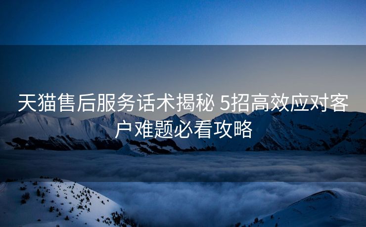 天猫售后服务话术揭秘 5招高效应对客户难题必看攻略 天猫售后服务话术揭秘 5招高效应对客户难题必看攻略