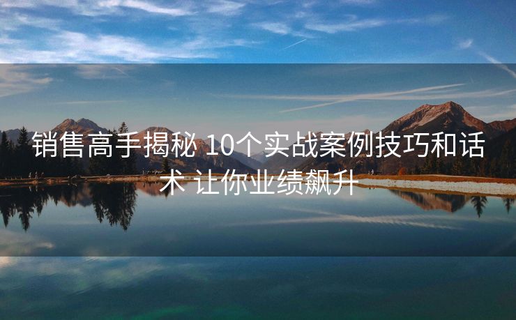 销售高手揭秘 10个实战案例技巧和话术 让你业绩飙升 销售高手揭秘 10个实战案例技巧和话术 让你业绩飙升