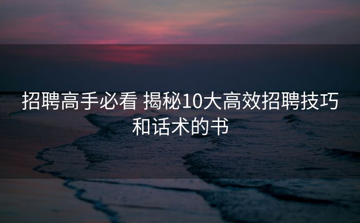 招聘高手必看 揭秘10大高效招聘技巧和话术的书 招聘高手必看 揭秘10大高效招聘技巧和话术的书