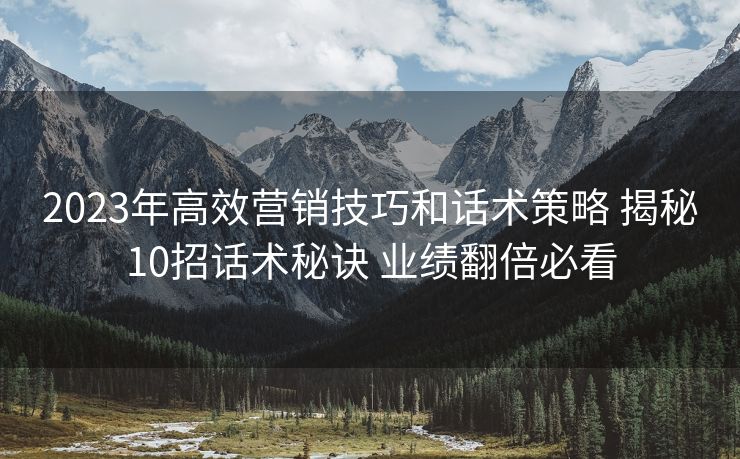 2023年高效营销技巧和话术策略 揭秘10招话术秘诀 业绩翻倍必看 2023年高效营销技巧和话术策略 揭秘10招话术秘诀 业绩翻倍必看