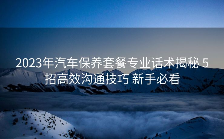 2023年汽车保养套餐专业话术揭秘 5招高效沟通技巧 新手必看 2023年汽车保养套餐专业话术揭秘 5招高效沟通技巧 新手必看