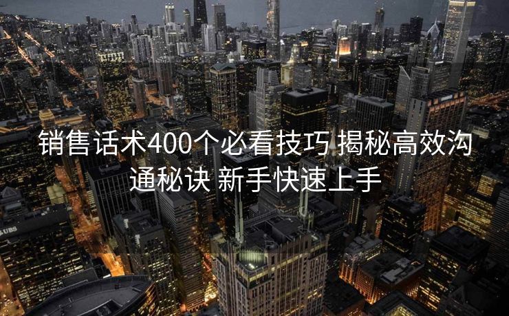销售话术400个必看技巧 揭秘高效沟通秘诀 新手快速上手 销售话术400个必看技巧 揭秘高效沟通秘诀 新手快速上手