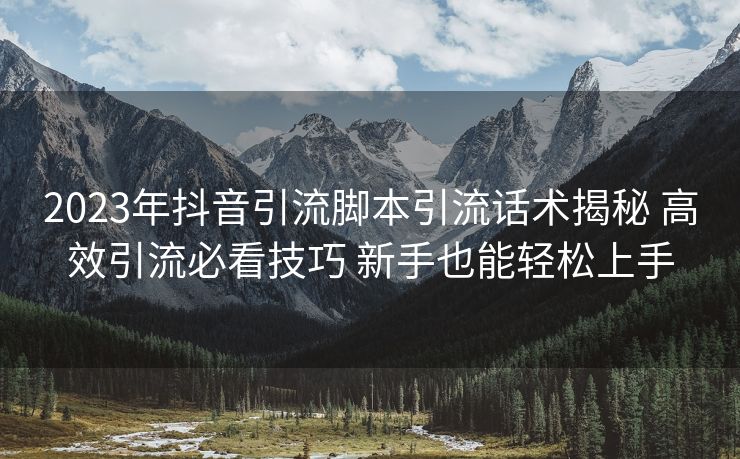2023年抖音引流脚本引流话术揭秘 高效引流必看技巧 新手也能轻松上手 2023年抖音引流脚本引流话术揭秘 高效引流必看技巧 新手也能轻松上手