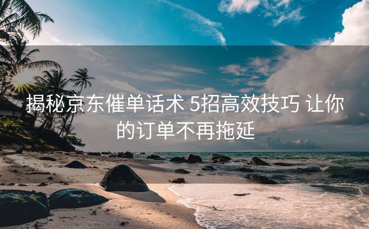 揭秘京东催单话术 5招高效技巧 让你的订单不再拖延