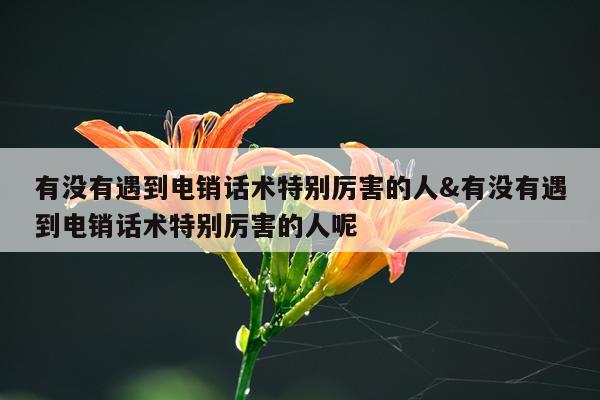 有没有遇到电销话术特别厉害的人&有没有遇到电销话术特别厉害的人呢