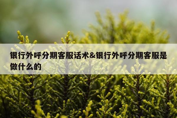 银行外呼分期客服话术&银行外呼分期客服是做什么的