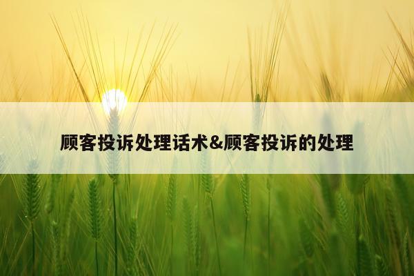 顾客投诉处理话术&顾客投诉的处理