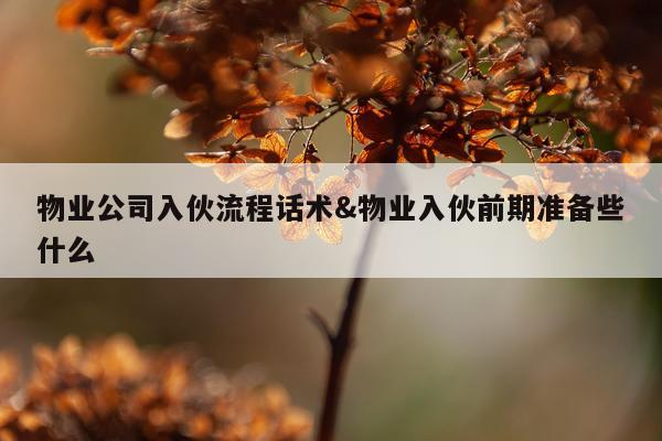物业公司入伙流程话术&物业入伙前期准备些什么