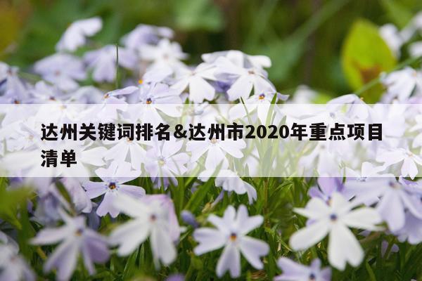 达州关键词排名&达州市2020年重点项目清单