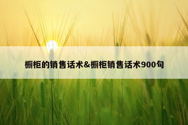 橱柜的销售话术&橱柜销售话术900句