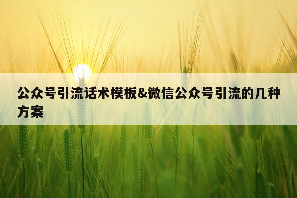 公众号引流话术模板&微信公众号引流的几种方案
