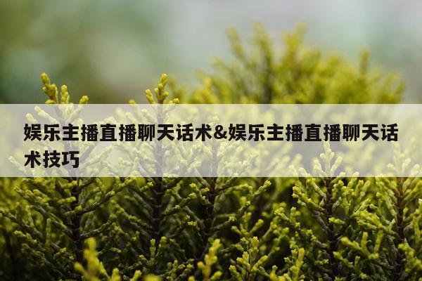 娱乐主播直播聊天话术&娱乐主播直播聊天话术技巧