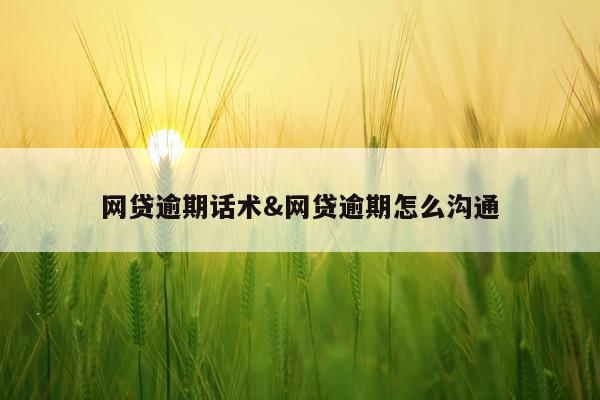 网贷逾期话术&网贷逾期怎么沟通