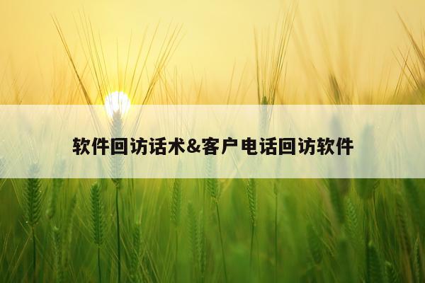 软件回访话术&客户电话回访软件
