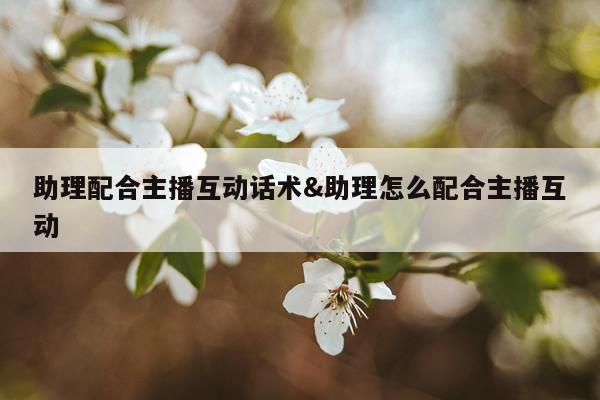 助理配合主播互动话术&助理怎么配合主播互动