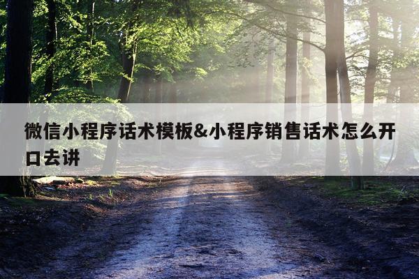 微信小程序话术模板&小程序销售话术怎么开口去讲