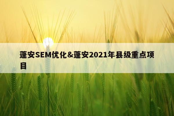蓬安SEM优化&蓬安2021年县级重点项目