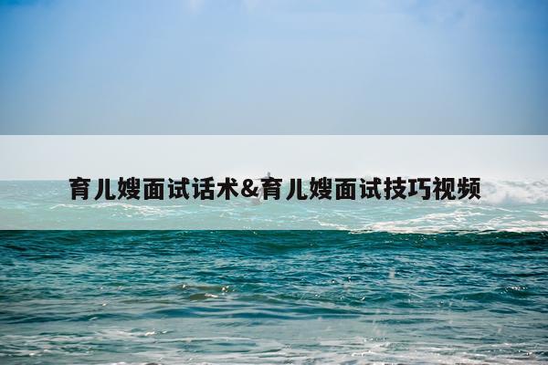 育儿嫂面试话术&育儿嫂面试技巧视频