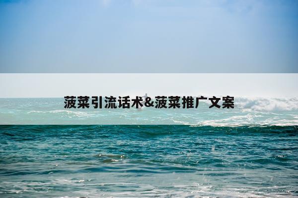 菠菜引流话术&菠菜推广文案