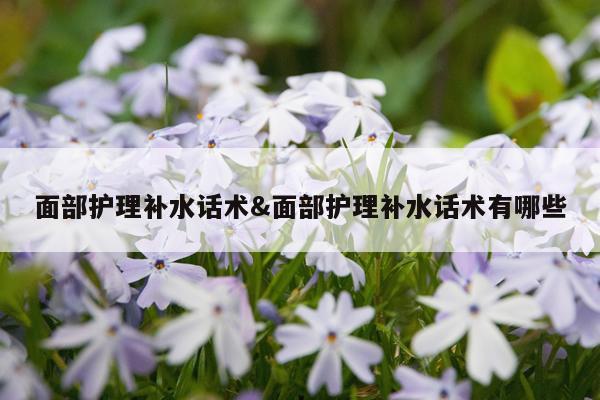 面部护理补水话术&面部护理补水话术有哪些