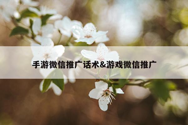 手游微信推广话术&游戏微信推广