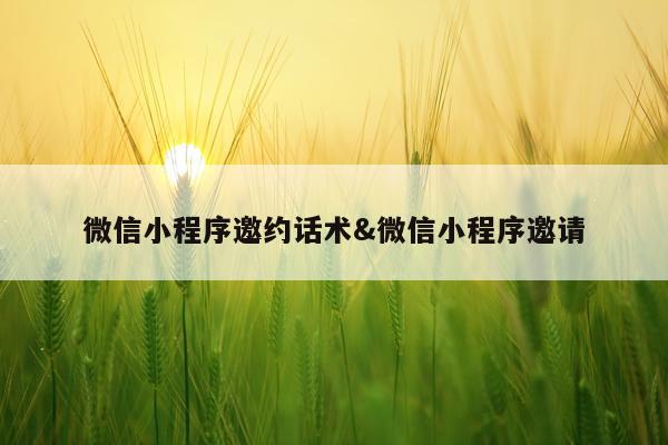 微信小程序邀约话术&微信小程序邀请