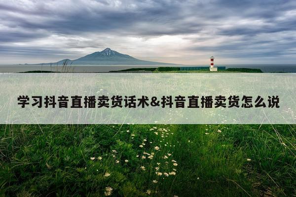 学习抖音直播卖货话术&抖音直播卖货怎么说