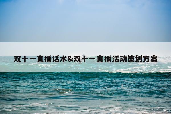 双十一直播话术&双十一直播活动策划方案