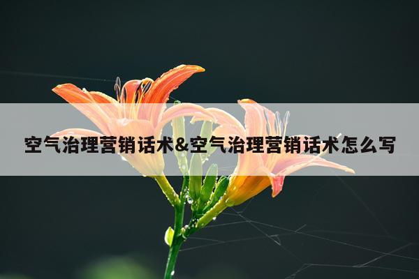 空气治理营销话术&空气治理营销话术怎么写
