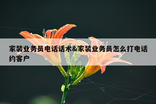 家装业务员电话话术&家装业务员怎么打电话约客户