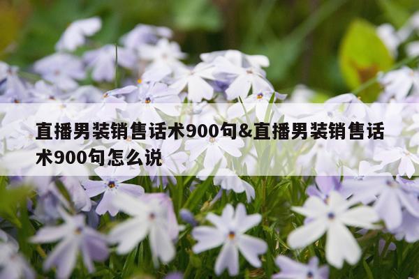 直播男装销售话术900句&直播男装销售话术900句怎么说