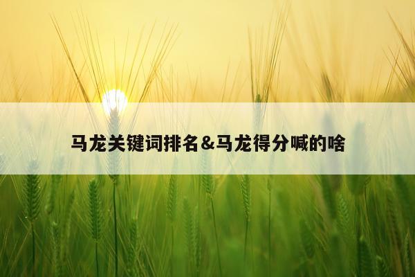 马龙关键词排名&马龙得分喊的啥
