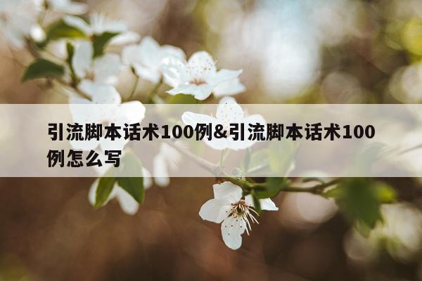 引流脚本话术100例&引流脚本话术100例怎么写